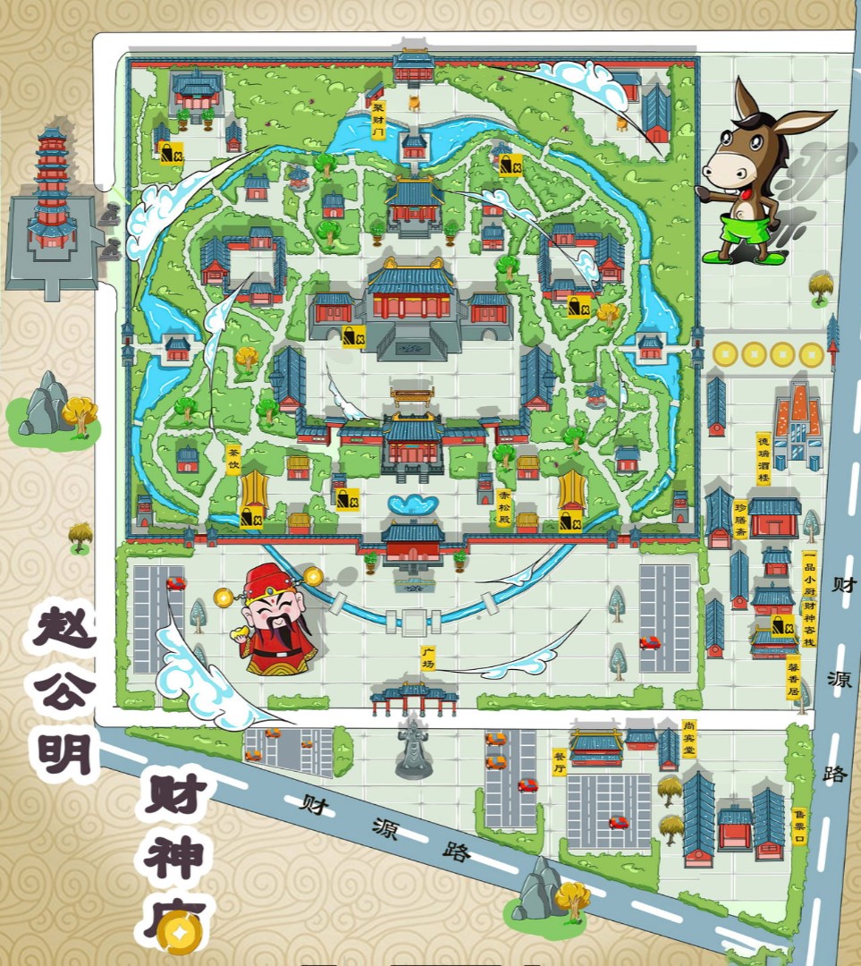 麻栗坡寺庙类手绘地图